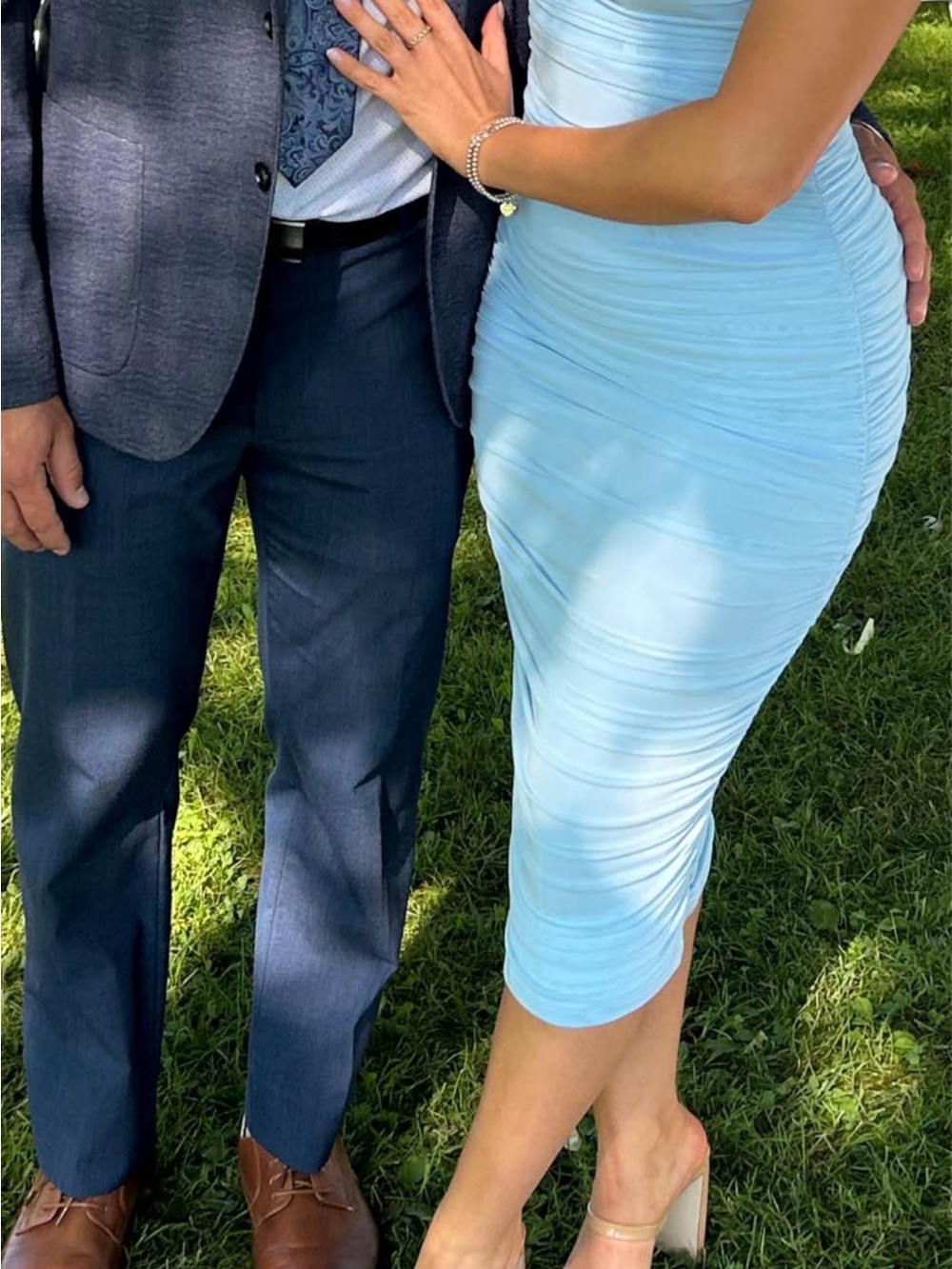 Hello Molly Light Blue Ruched Midi Dress